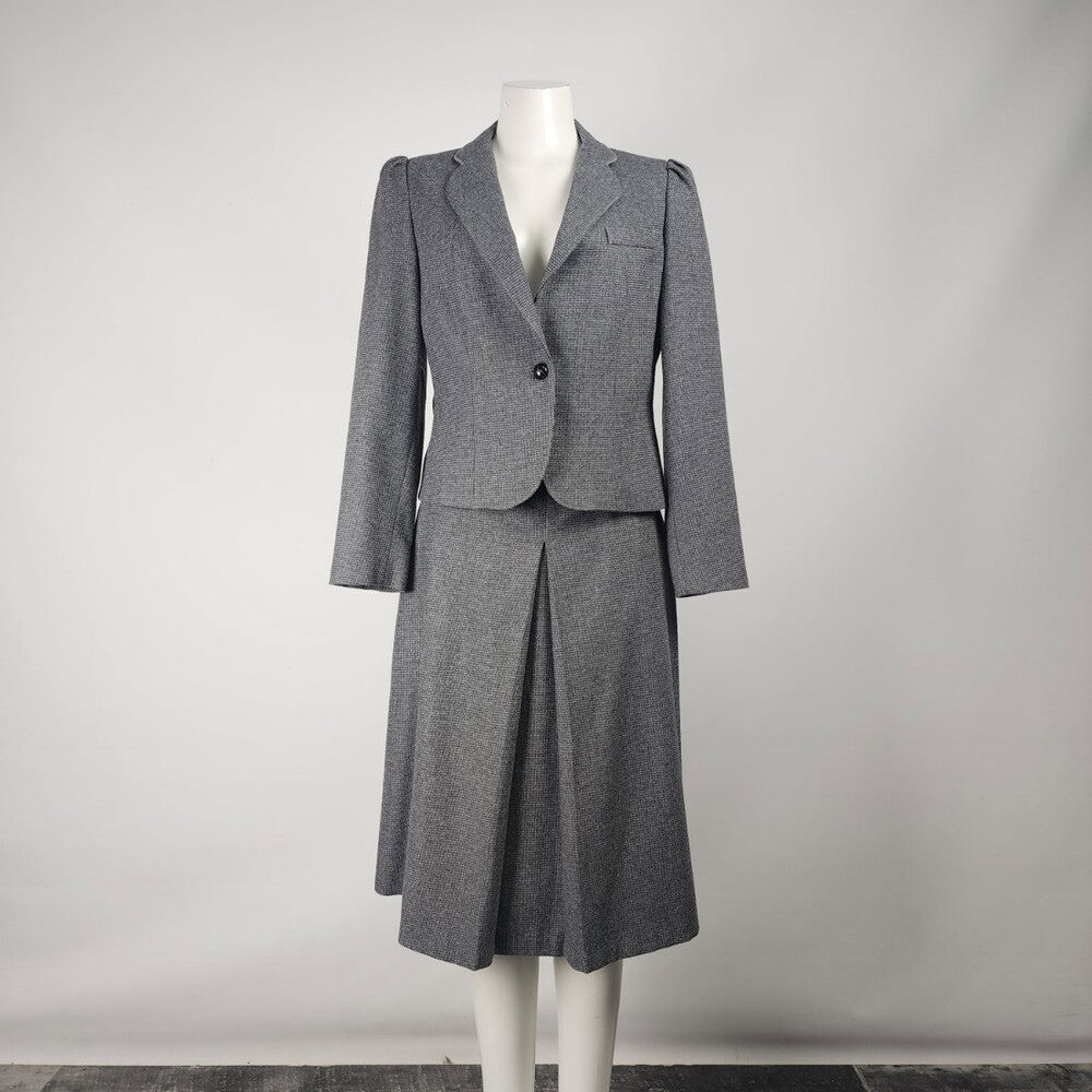Vintage Chorus Line Grey Wool Blend Blazer & Skirt Set Size 11/12